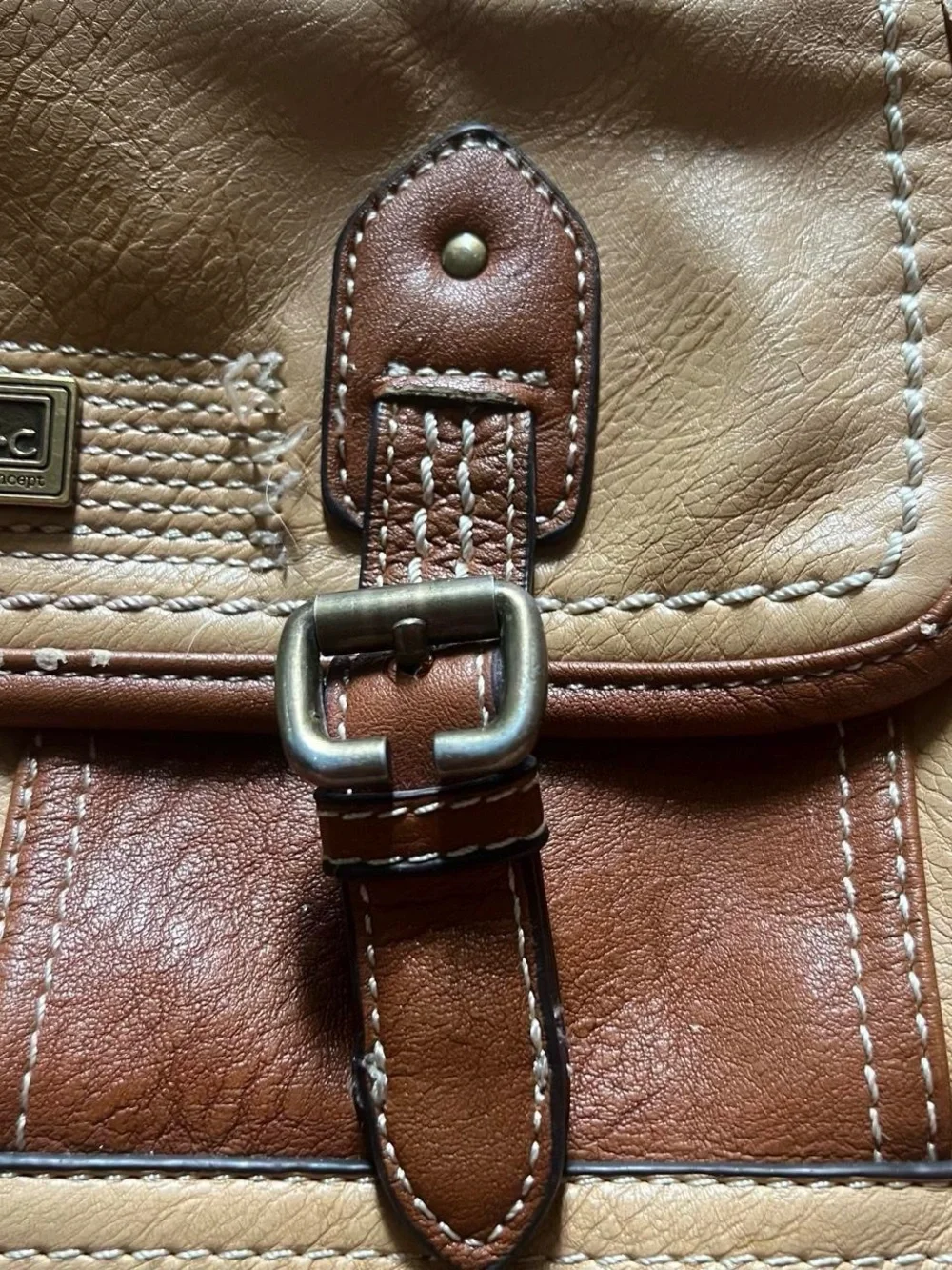 b.o.c. Y2K Two-Tone Brown Crossbody Messenger Bag Purse
